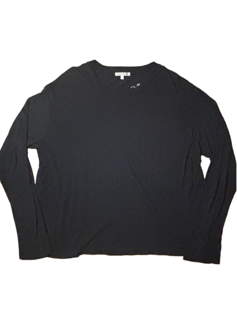 Sundry Women’s Large Black Embroidered Cities Long Sleeve Top Made USA